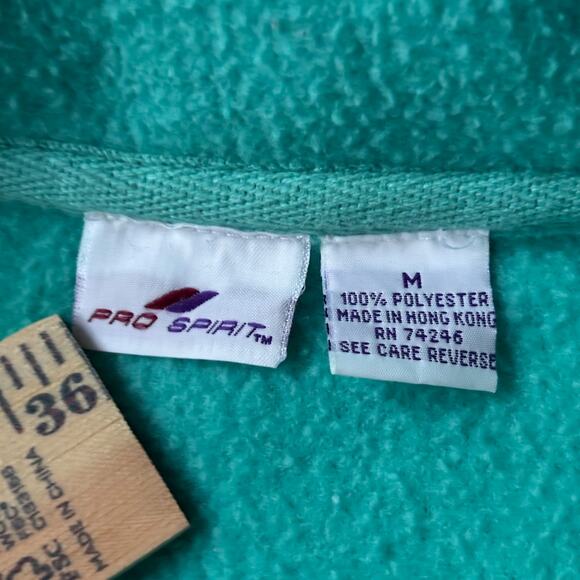 Pro Spirit M 90s Fleece Jacket Teal Full Zip Elastic Waist Y2K Athletic - Picture 3 of 5